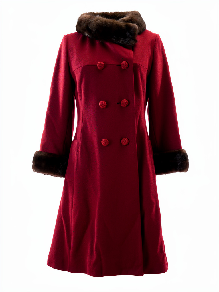 Vintage Red Coat A line Silhouette