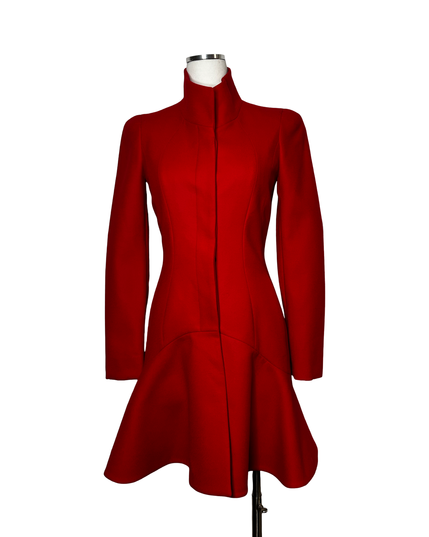 Alexander McQueen Red High Neck Coat ￼￼