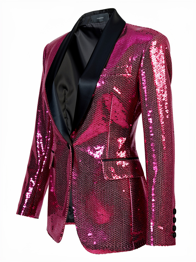 Hot Pink Sequin Tuxedo Suit ￼