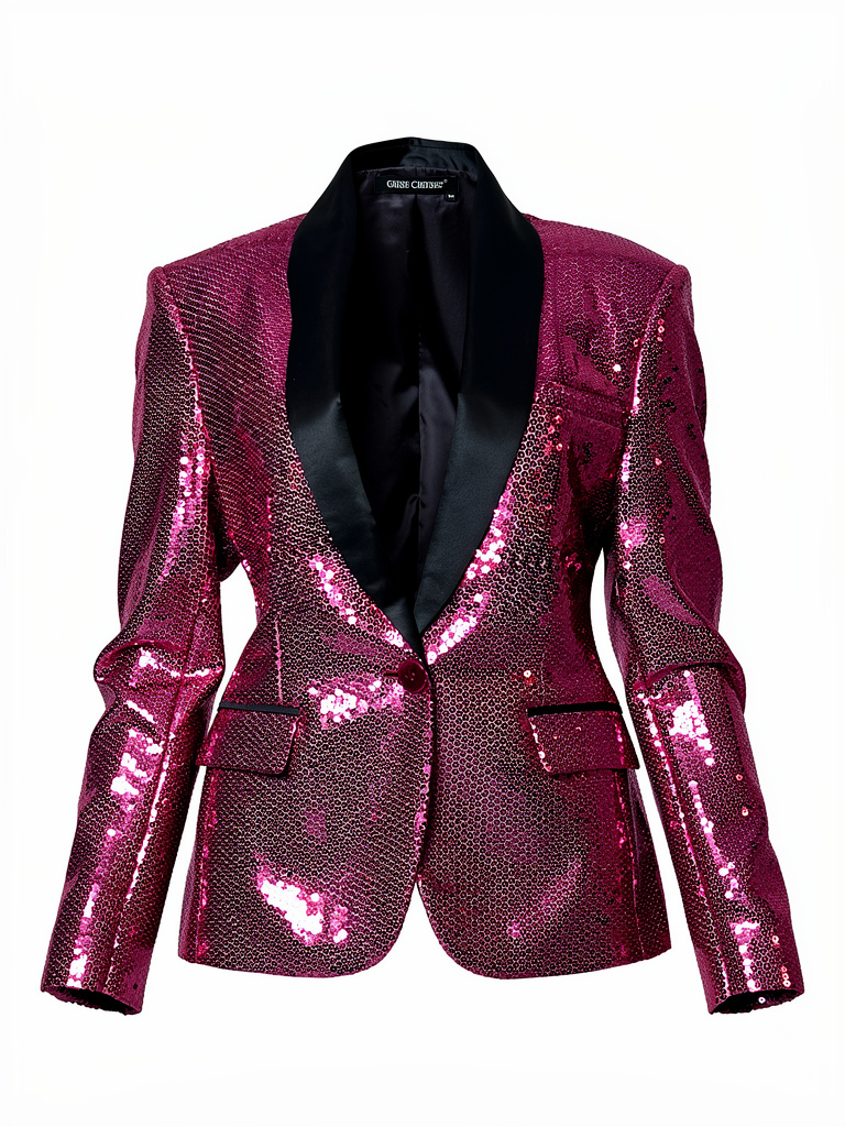 Hot Pink Sequin Tuxedo Suit ￼