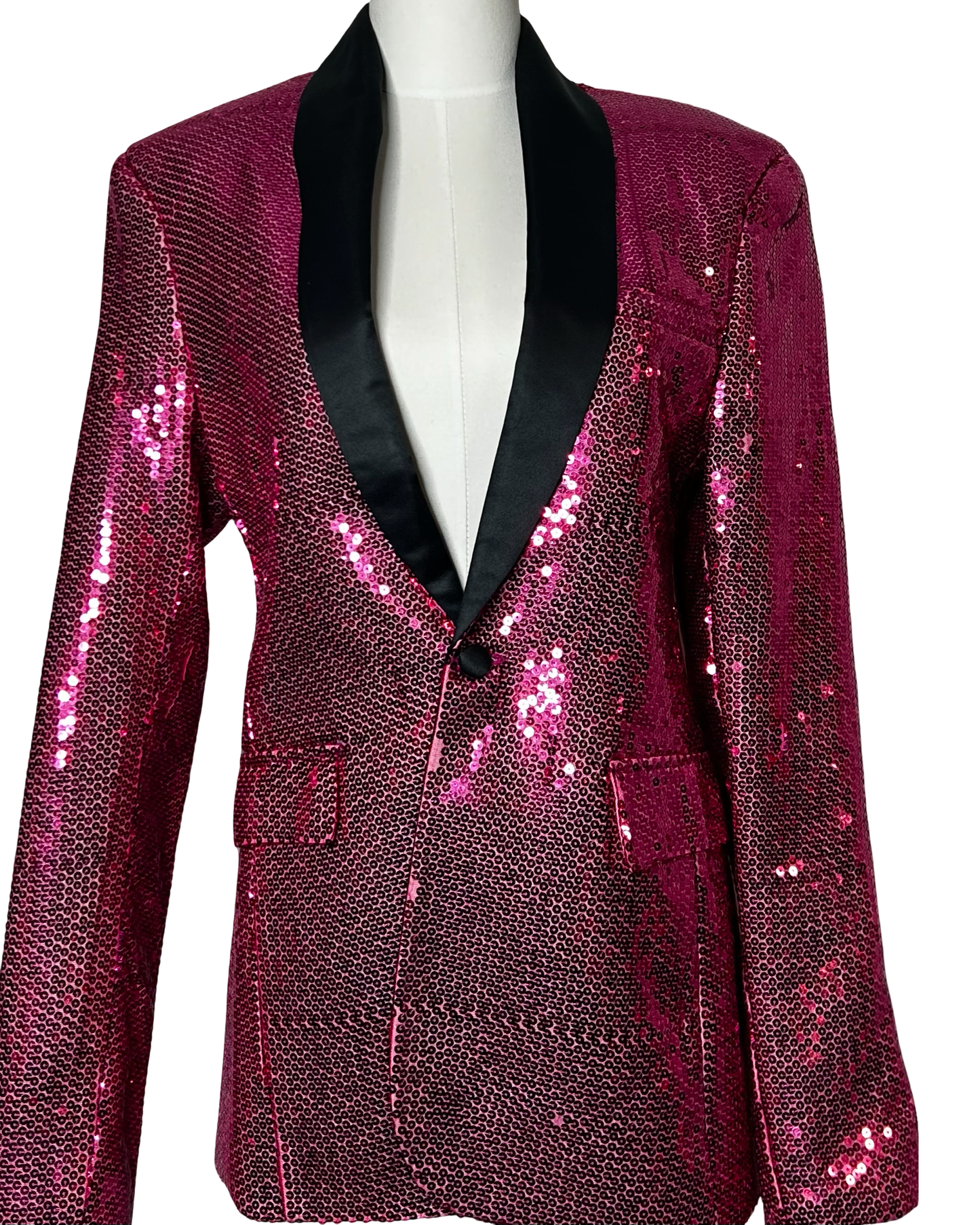 Hot Pink Sequin Tuxedo Suit ￼