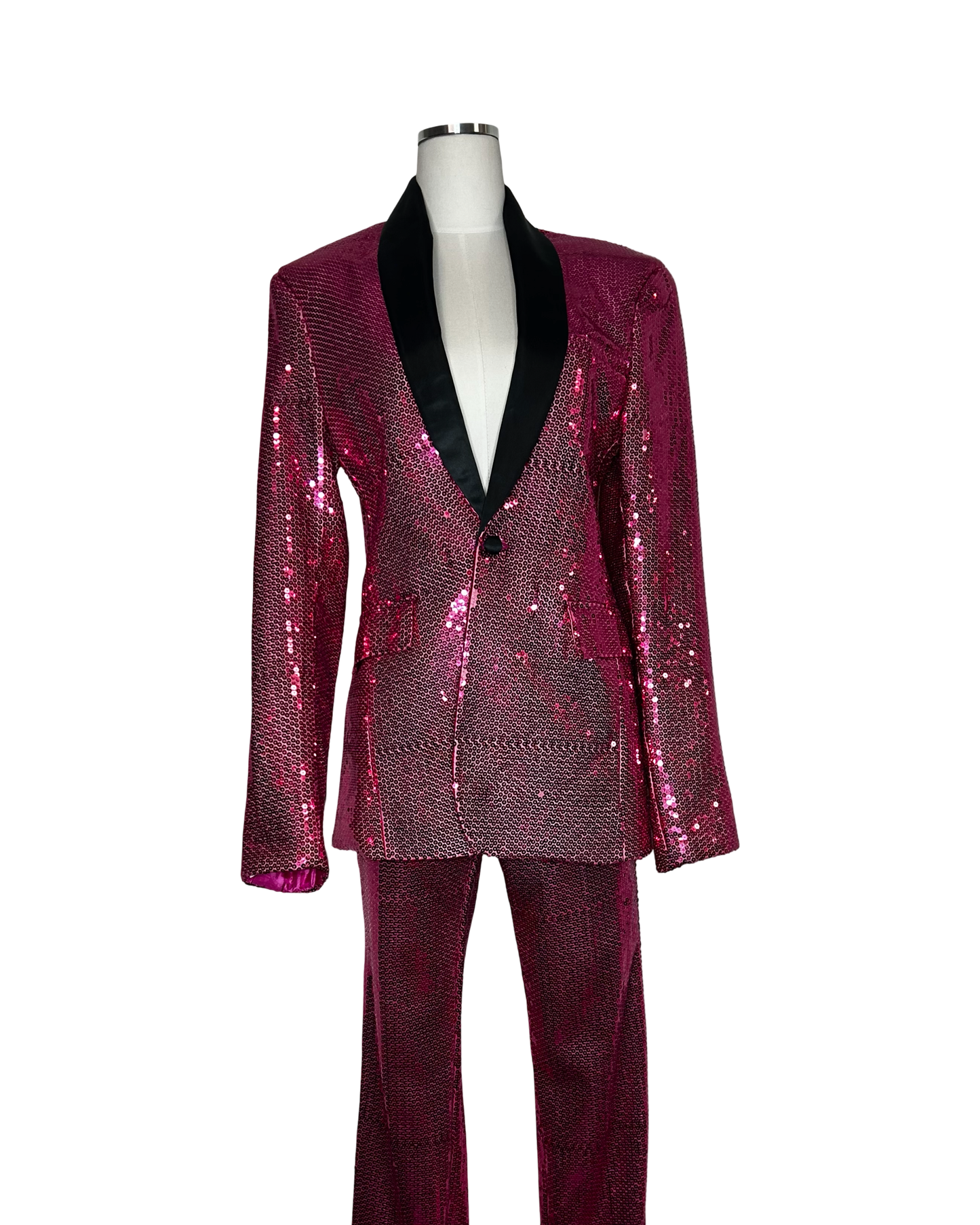Hot Pink Sequin Tuxedo Suit ￼