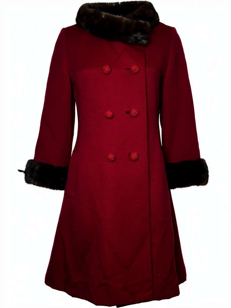 Vintage Red Coat A line Silhouette