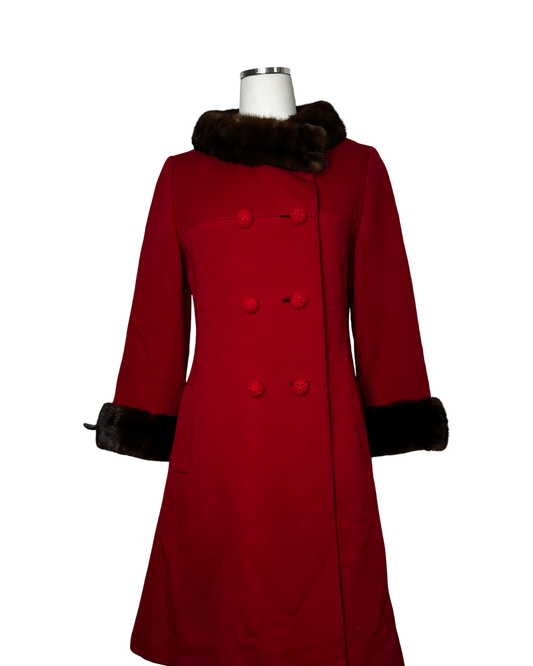 Vintage Red Coat A line Silhouette